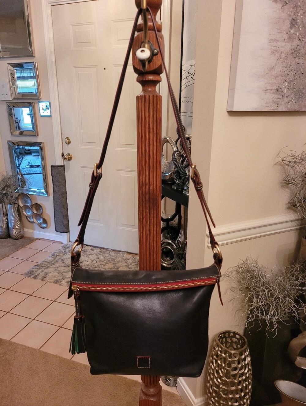 Dooney And Bourke Florentine Small Dixon In Black With Red Trim
